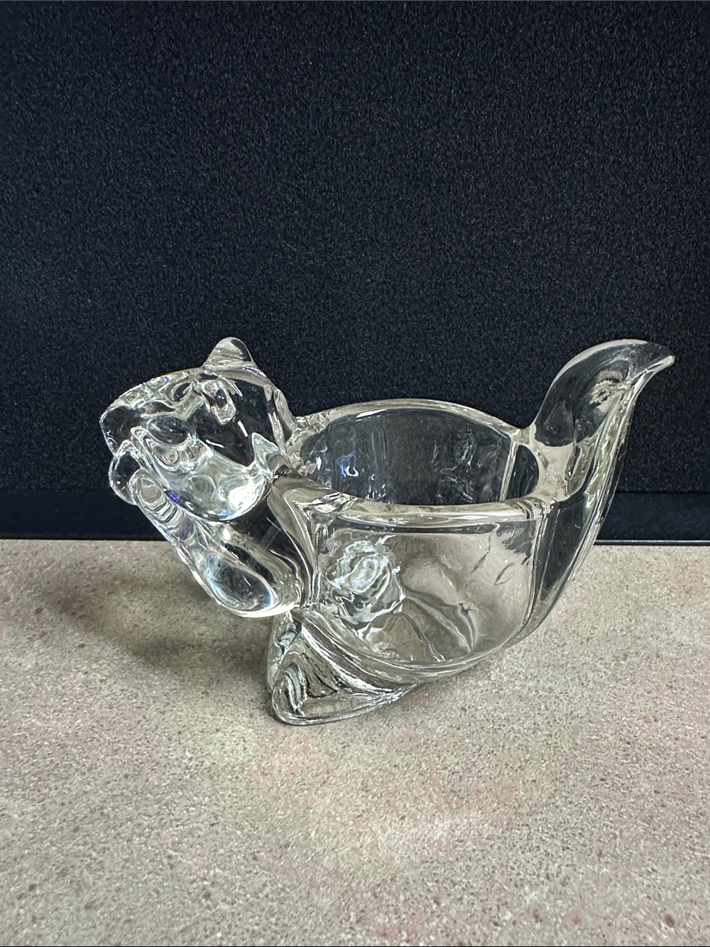 Vintage Avon Clear Glass Squirrel Candle Holder / Candy Dish / Organizer